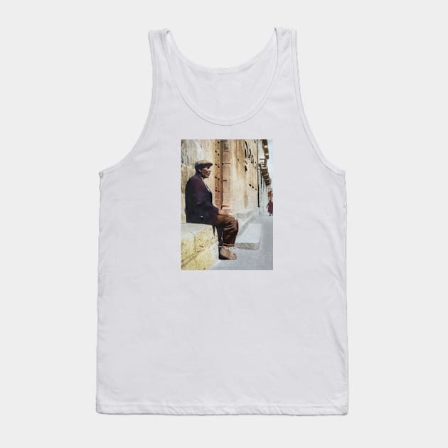 Italy, San Severo. Man Sitting Near a Church, 1944 Tank Top by UltraQuirky